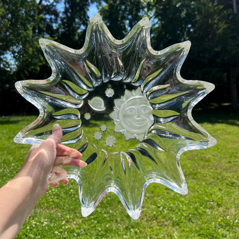 Celestial Sun, Moon, Stars Heavy Glass Serving Platter/Tray